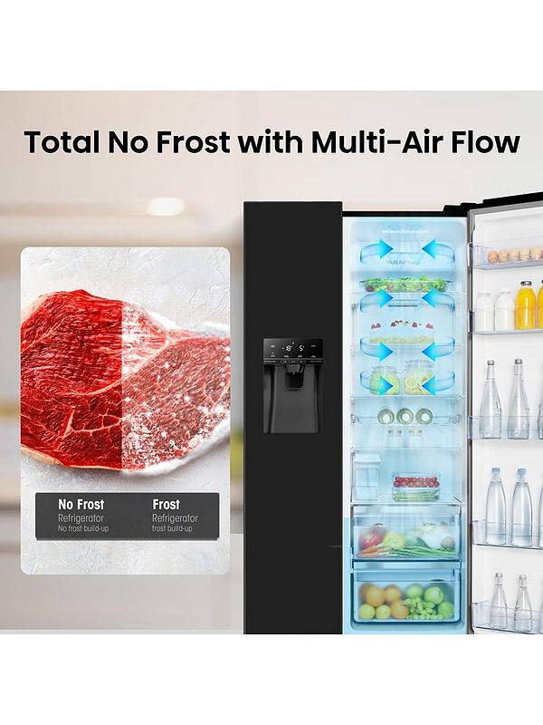 Hisense RS694N4TBE 90cm Wide Side by Side, Non-Plumbed Water and Ice, American Fridge Freezer - Black - Image 5